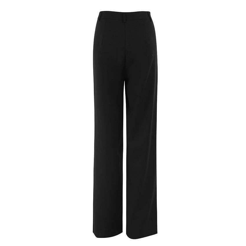 Ladies Stright Leg High Waist Loose Casual Pants C-K2311 - SWEETKAMA