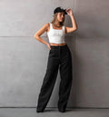 Ladies Stright Leg High Waist Loose Casual Pants C-K2311 - SWEETKAMA