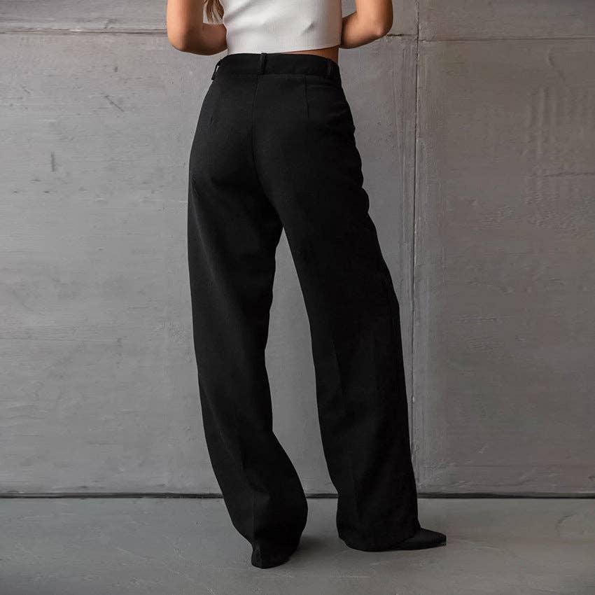 Ladies Stright Leg High Waist Loose Casual Pants C-K2311 - SWEETKAMA