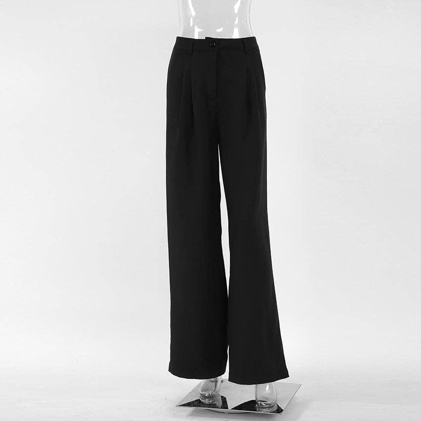 Ladies Stright Leg High Waist Loose Casual Pants C-K2311 - SWEETKAMA