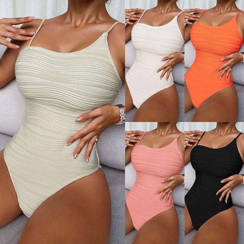 Ladies String Shoulder One Piece Swimwear RFD8128 - SWEETKAMA