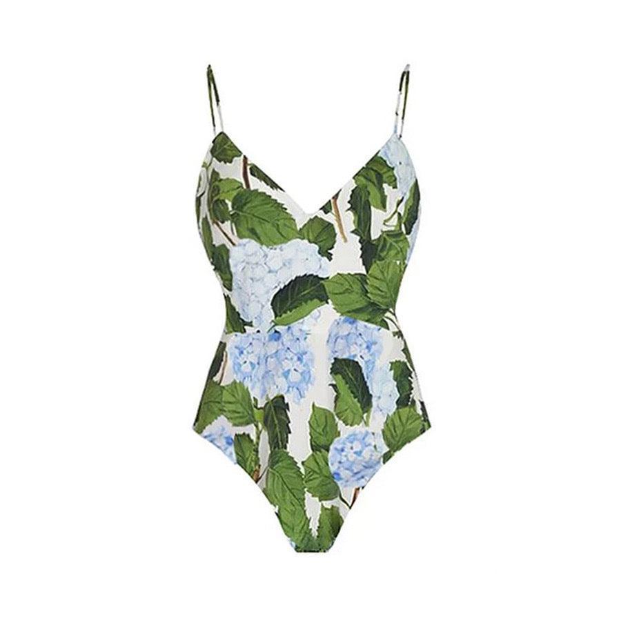 Ladies String Strap One Piece Swimwear with Skirt Y195 - SWEETKAMA