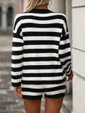 Ladies Stripe Knit Sweater and Shorts Sets E2365 - SWEETKAMA