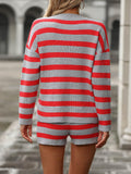 Ladies Stripe Knit Sweater and Shorts Sets E2365 - SWEETKAMA