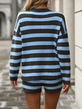 Ladies Stripe Knit Sweater and Shorts Sets E2365 - SWEETKAMA