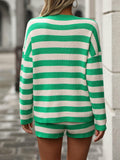 Ladies Stripe Knit Sweater and Shorts Sets E2365 - SWEETKAMA