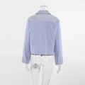 Ladies Stripe Long Sleeves Short Shirt SKT270 - SWEETKAMA