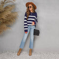 Ladies Stripe Print Long Sleeves Round Neck Top T9055 - SWEETKAMA