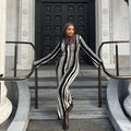 Ladies Stripe Round Neck Long Sleeves Dress N6003# - SWEETKAMA