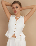 Ladies Stripe Vest and Pants 2PCS Set SKST397 - SWEETKAMA