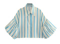 Ladies Striped Puff Sleeves Button Shirt SP068 - SWEETKAMA