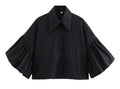 Ladies Striped Puff Sleeves Button Shirt SP068 - SWEETKAMA