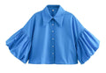 Ladies Striped Puff Sleeves Button Shirt SP068 - SWEETKAMA