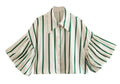 Ladies Striped Puff Sleeves Button Shirt SP068 - SWEETKAMA