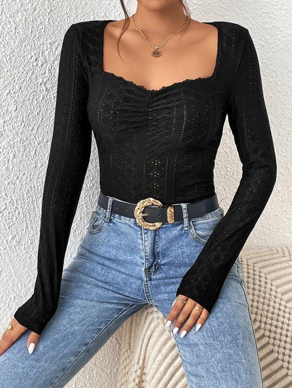 Ladies Sweetheart Neck Embroidery Tee G1011 - SWEETKAMA