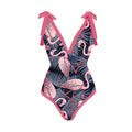 Ladies Tie Shoulder One Piece Swimsuit with Cover Up Y16 - SWEETKAMA