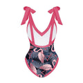 Ladies Tie Shoulder One Piece Swimsuit with Cover Up Y16 - SWEETKAMA