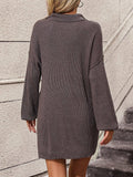 Ladies Turn-Down Collar Daily Short Knit Dress E2332 - SWEETKAMA