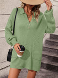 Ladies Turn-Down Collar Daily Short Knit Dress E2332 - SWEETKAMA