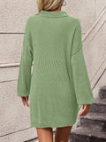 Ladies Turn-Down Collar Daily Short Knit Dress E2332 - SWEETKAMA