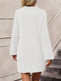Ladies Turn-Down Collar Daily Short Knit Dress E2332 - SWEETKAMA