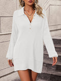 Ladies Turn-Down Collar Daily Short Knit Dress E2332 - SWEETKAMA