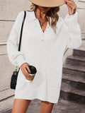 Ladies Turn-Down Collar Daily Short Knit Dress E2332 - SWEETKAMA
