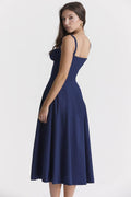 Ladies Two Shoulder Solid Color Daily Midi Dress 23290 - SWEETKAMA