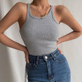Ladies U-Neck Sleeveless Solid Color Tank Top LTY44159 - SWEETKAMA