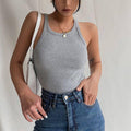 Ladies U-Neck Sleeveless Solid Color Tank Top LTY44159 - SWEETKAMA