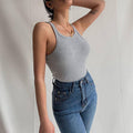 Ladies U-Neck Sleeveless Solid Color Tank Top LTY44159 - SWEETKAMA