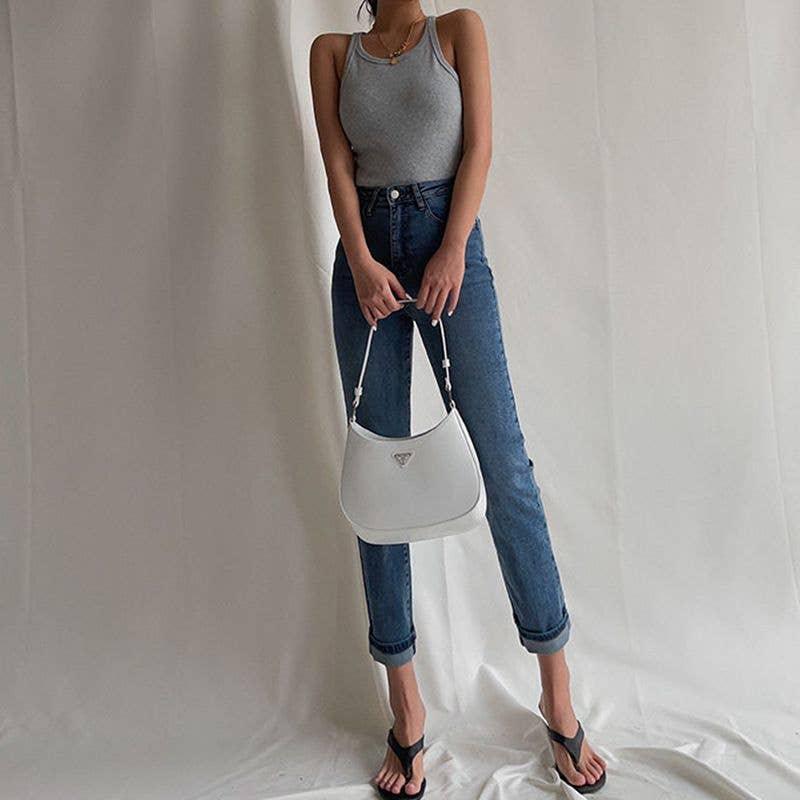 Ladies U-Neck Sleeveless Solid Color Tank Top LTY44159 - SWEETKAMA