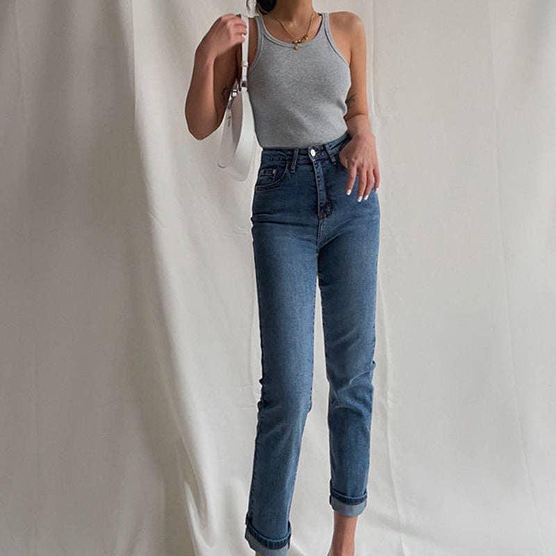 Ladies U-Neck Sleeveless Solid Color Tank Top LTY44159 - SWEETKAMA