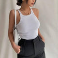 Ladies U-Neck Sleeveless Solid Color Tank Top LTY44159 - SWEETKAMA