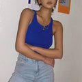 Ladies U-Neck Sleeveless Solid Color Tank Top LTY44159 - SWEETKAMA