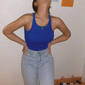 Ladies U-Neck Sleeveless Solid Color Tank Top LTY44159 - SWEETKAMA