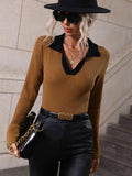 Ladies V-Neck Daily Loose Sweater E2282 - SWEETKAMA