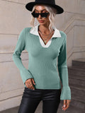 Ladies V-Neck Daily Loose Sweater E2282 - SWEETKAMA