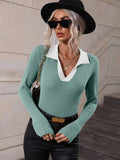 Ladies V-Neck Daily Loose Sweater E2282 - SWEETKAMA