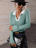 Ladies V-Neck Daily Loose Sweater E2282 - SWEETKAMA