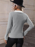 Ladies V-Neck Daily Loose Sweater E2282 - SWEETKAMA