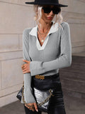 Ladies V-Neck Daily Loose Sweater E2282 - SWEETKAMA