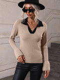 Ladies V-Neck Daily Loose Sweater E2282 - SWEETKAMA