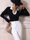Ladies V-Neck Daily Loose Sweater E2282 - SWEETKAMA