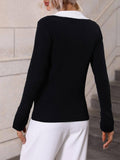 Ladies V-Neck Daily Loose Sweater E2282 - SWEETKAMA