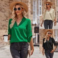 Ladies V-neck Hemming Daily Shirt 233SY53695-SN18 - SWEETKAMA
