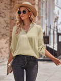 Ladies V-neck Hemming Daily Shirt 233SY53695-SN18 - SWEETKAMA
