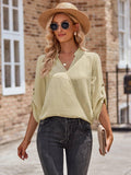 Ladies V-neck Hemming Daily Shirt 233SY53695-SN18 - SWEETKAMA