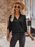 Ladies V-neck Hemming Daily Shirt 233SY53695-SN18 - SWEETKAMA