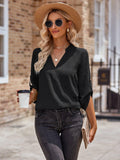 Ladies V-neck Hemming Daily Shirt 233SY53695-SN18 - SWEETKAMA